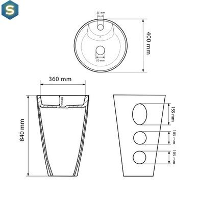Умывальник напольный VBI Bolonia black glossy VBI-019018, Черный/золото