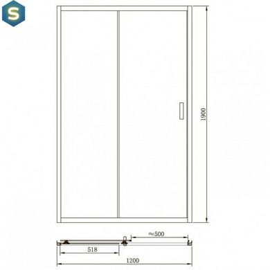 Душевая дверь Primera Frame 120 см SDC1012, прозрачный, хром
