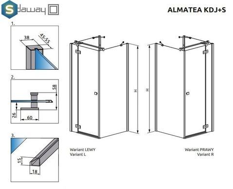 Душова кабіна Radaway Almatea KDJ+S 80x120x80х195 31542-01-01R1+31542-01-01R2