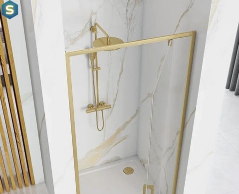 Душевая дверь Rea Rapid Swing 100 brushed gold REA-K2503, прозрачный, золотой