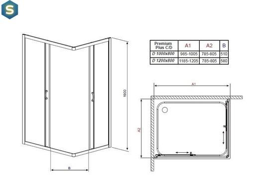 Душова кабіна Radaway Premium Plus D 100x80x190 скло прозоре 30434-01-01N