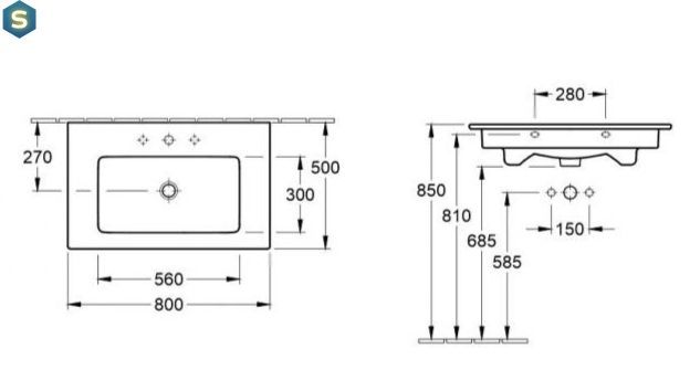 Умивальник Villeroy&Boch Venticello 80x50 41048L01, Білий