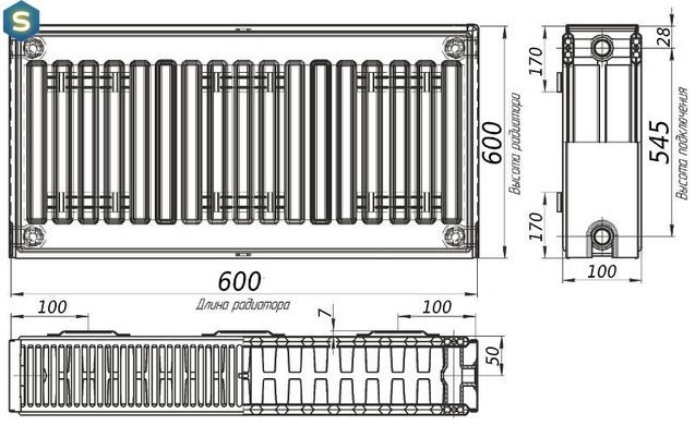 Радиатор стальной панельный Optimum 22 бок 600x600, Белый