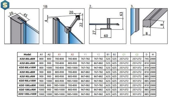 Душова кабіна Radaway Essenza New KDD 100Lx90Rx200 385062-01-01L+385060-01-01R