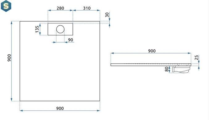Душевой поддон Rea Bazalt 90x90 white REA-K3303, Белый