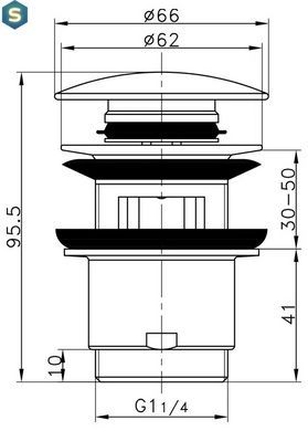 Донний клапан Frap F62-5, автомат, 1 1/4", сатин, Хром матовий