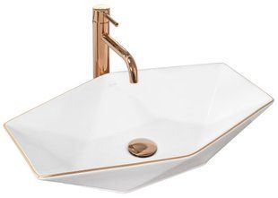 Умывальник Rea Vegas rose gold edge накладной REA-U5605, Белый