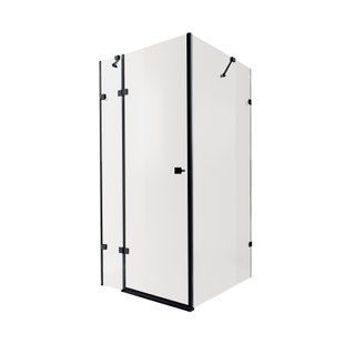 Душова кабіна Qtap Capricorn BLA1099SC6 90x90 см, скло Clear 6 мм, покриття CalcLess без піддона, Чорний/золото, Універсальна, прозорий