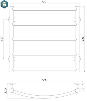 Рушникосушка водяна Unio LD W 500-500-5 Драбинка Дуга, Хром