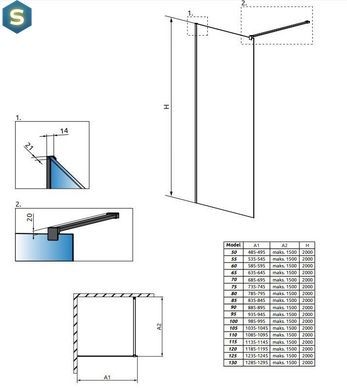 Душова перегородка Radaway Modo X Black II Frame 120 см 389324-54-56