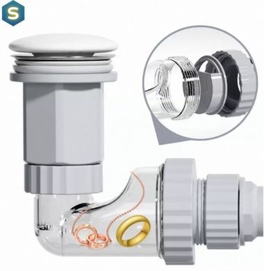 Сифон меблевий VBI з чорним клапаном VBI-059101BL, Черный матовый