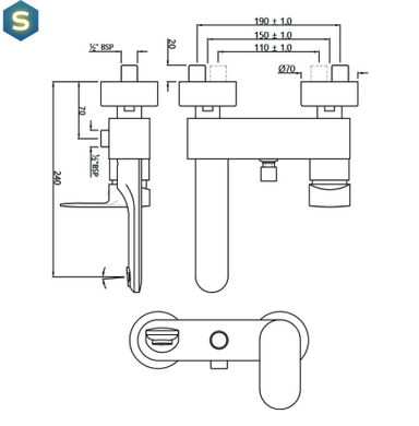 Змішувач для ванни Jaquar Opal Prime OPP-CHR-15119PM, Хром