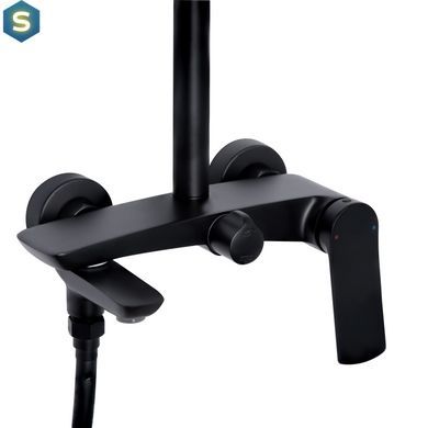 Душова система універсальна Qtap Slavonice на три споживача (з виливом) QTSLA111BLM45911 Black matt, Черный матовый