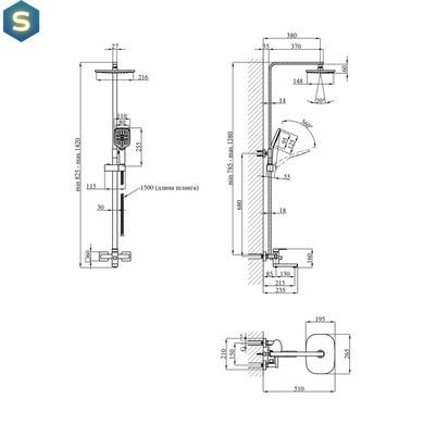 Душевая система Kroner KRP Edelstahl Kubus - SCH063 CV022979, Черный матовый