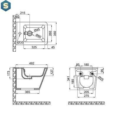 Биде подвесное Qtap Tern QT1755052FW, Белый