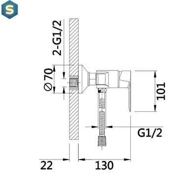 Змішувач для душу Lidz Latwa 010 (з душовим гарнітуром) (k40) LDLAT010CRM45416 Chrome, Хром