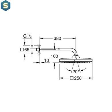 Лійка для верхнього душу з тримачем Grohe Tempesta 250 Cube 26687000