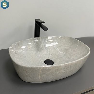 Умывальник VBI Olbia grey stone glossy накладной VBI-014302, Мрамор