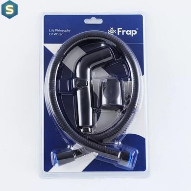 Гігієнічний набір (лійка, шланг, кронштейн), чорний Frap F021-6, Черный матовый