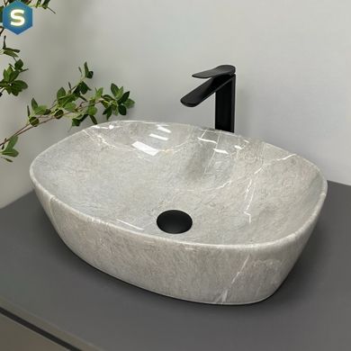 Умывальник VBI Olbia grey stone glossy накладной VBI-014302, Мрамор