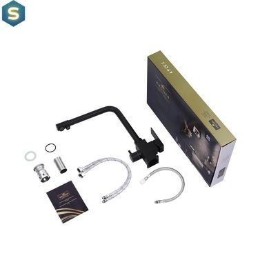 Змішувач для кухні з підключенням до фільтру Kroner KRP Edelstahl Kubus - SCH03810 CV027939, Черный матовый