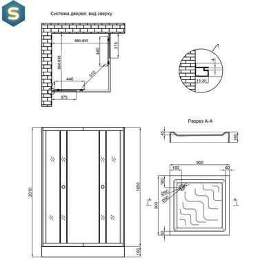 Набір: Lidz душова кабіна Wawel SC90x90.SAT.LOW.GR, скло тоноване 4 мм + піддон Mazur, Хром матовий, Універсальна, тонованний
