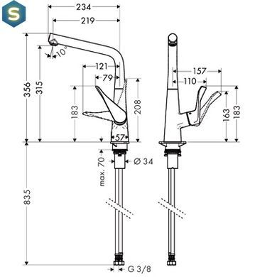 Смеситель кухонный Hansgrohe Metris 14822000