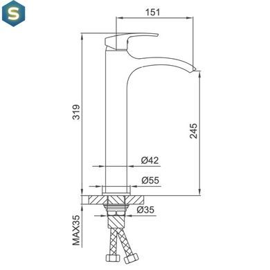 Змішувач для умивальника Frap F1069-2 високий, Хром