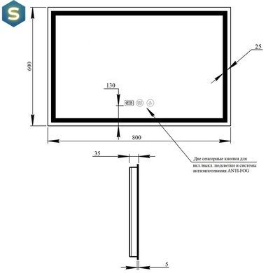 Зеркало Qtap Mideya 800х600 (DC-F904) с LED-подсветкой и антизапотеванием QT2078F904W, Белый
