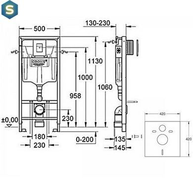 Инсталляция скрытого монтажа для унитаза Grohe RAPID SL 38772001+37131000