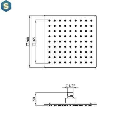 Верхній душ Kroner KRP Edelstahl Kubus - ESG720-20, Зелений матовий