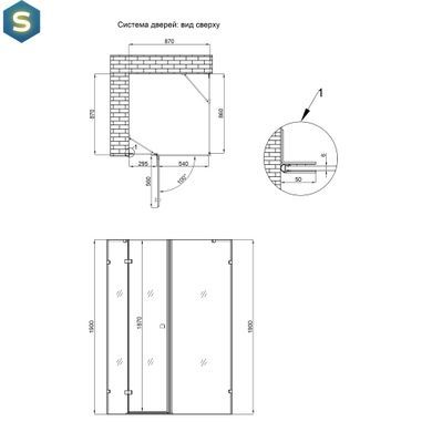 Душова кабіна Qtap Capricorn BLA1099SC6 90x90 см, скло Clear 6 мм, покриття CalcLess без піддона, Чорний/золото, Універсальна, прозорий