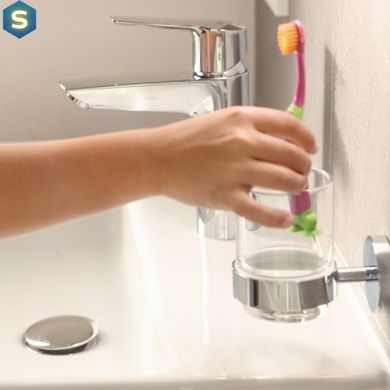 Склянка з тримачем для ванної кімнати Grohe QuickFix Start 41194000, Хром
