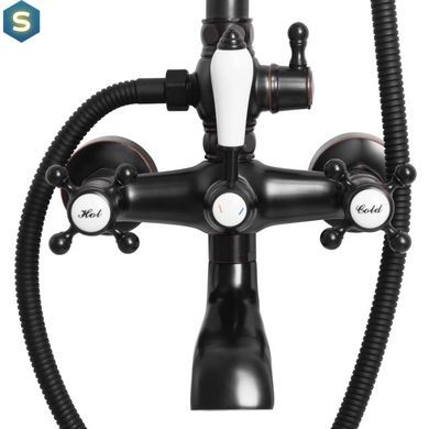 Душевая система Rea Bergamo black с изливом REA-P5001, Черный матовый