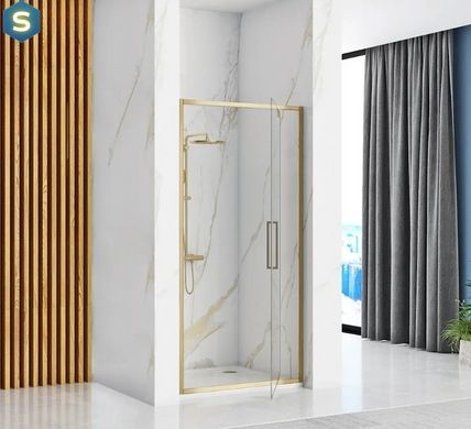 Душевая дверь Rea Rapid Swing 90 brushed gold REA-K2502, прозрачный, золотой
