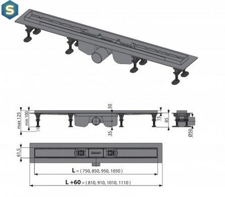 Дренажний канал Alcaplast APZ12-1050