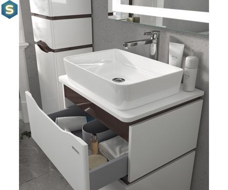 Тумба підвісна Sanwerk "Алесса Air" 60 венге з Топ панеллю та умивальником "Rapid 50x35" (MV0000901), Венге