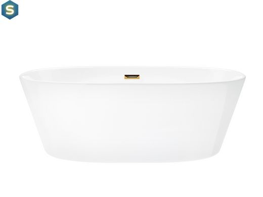 Ванна акриловая отдельностоящая Corsan Salina 170x72 + слив-перелив gold E026XLGL, Золотой