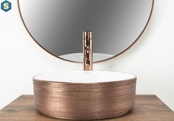 Умивальник Rea Sami rose brushed gold white накладний REA-U3303, Золотий