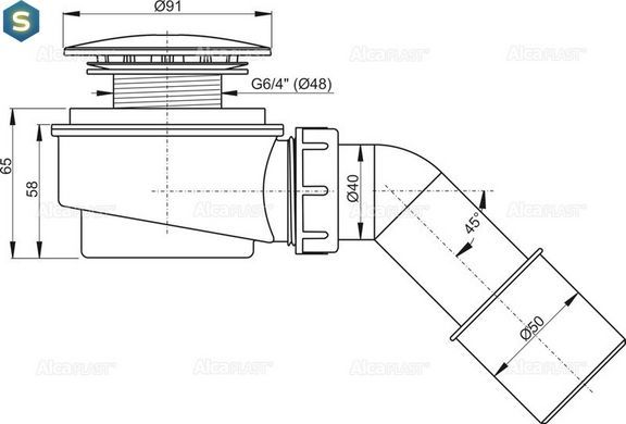 Сифон для душевого поддона Alcaplast A471CR-60