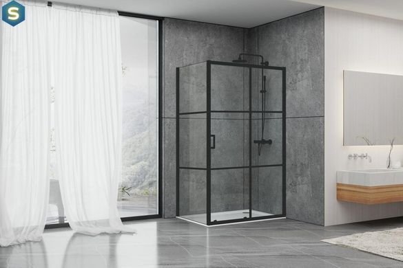 Душова кабіна Dusel EF-185BP + EF181BP Black Matt Paint 1200x800x1900 518582, Черный матовый, прозорий, чорний матовий, 120x80