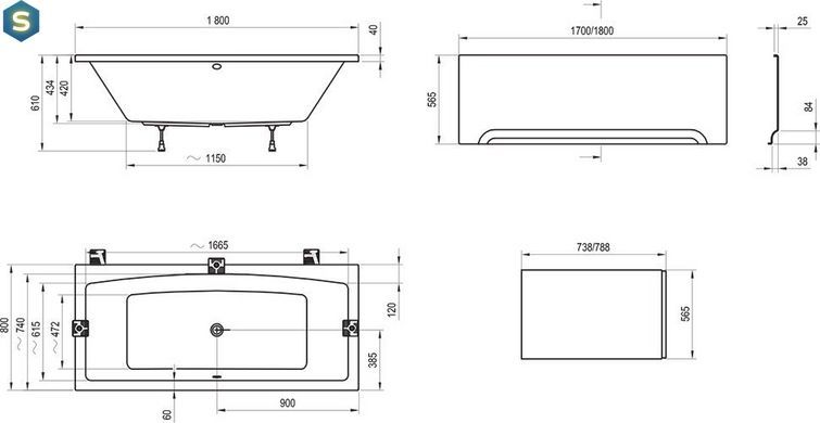 Ванна акрилова Ravak Formy 02 180x80 C891000000, Білий
