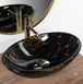 Умывальник Rea Pamela Black Marble Shiny накладной REA-U5067, Черный/золото