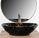 Умывальник Rea Pamela Black Marble Shiny накладной REA-U5067, Черный/золото