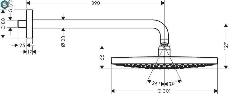 Верхний душ Hansgrohe Raindance Select S 300 27378000