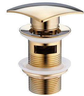 Донный клапан для раковины Mexen click-clack gold c переливом MEX-79926-50, Золотой