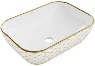 Умивальник Mexen Rita white diamond gold накладний MEX-21084509, Золотий