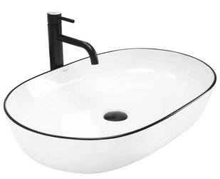 Умывальник Rea Cleo 61 накладной white black edge REA-U6210, Белый