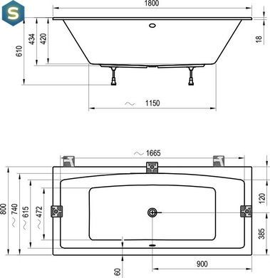 Ванна акрилова Ravak Formy 02 Slim 180x80 C891300000, Білий