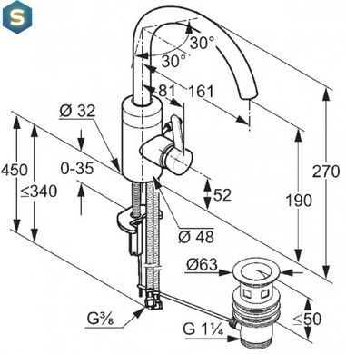 Змішувач для умивальника Kludi Zenta 382550575, Хром